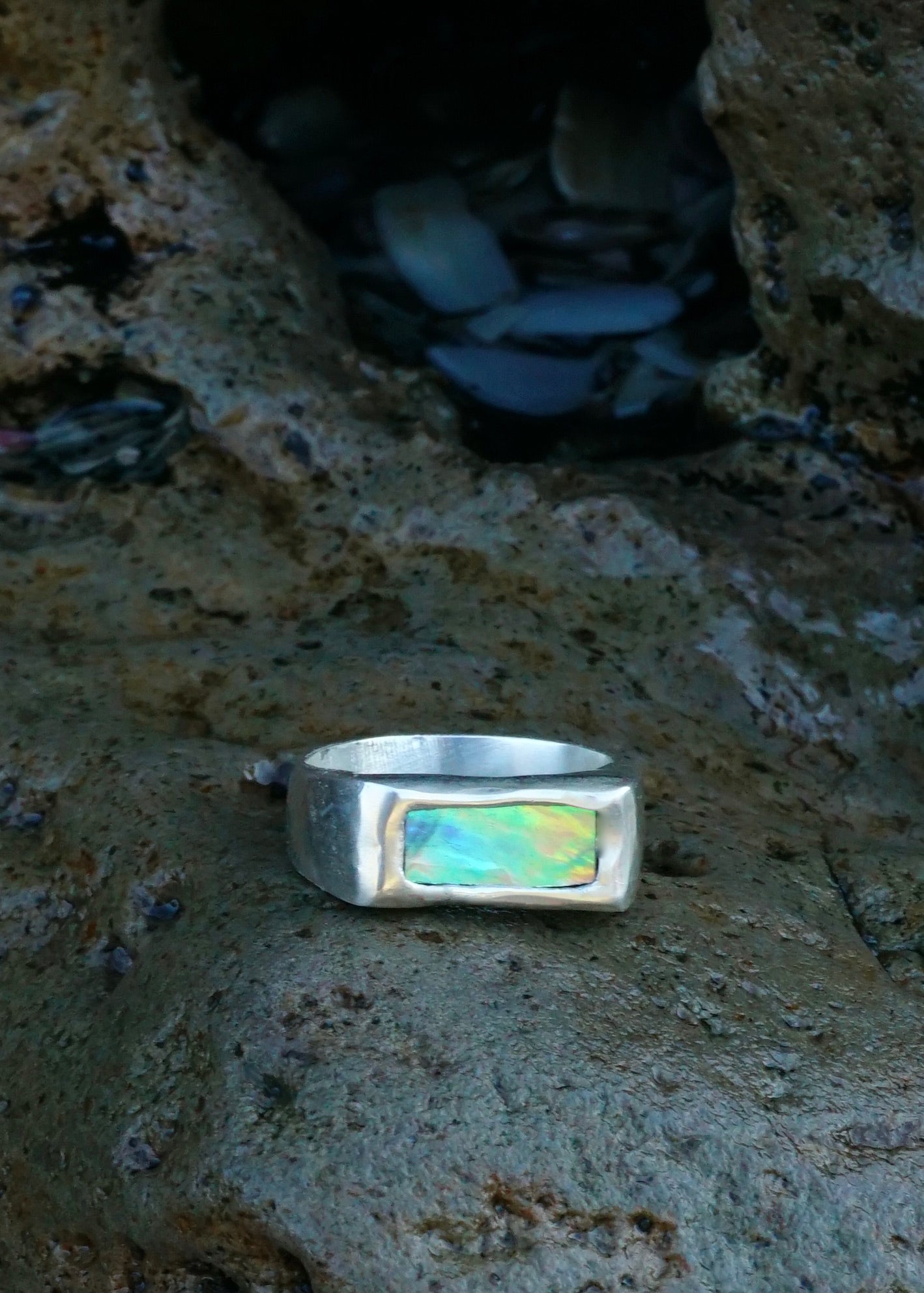 Pāua Signet Ring